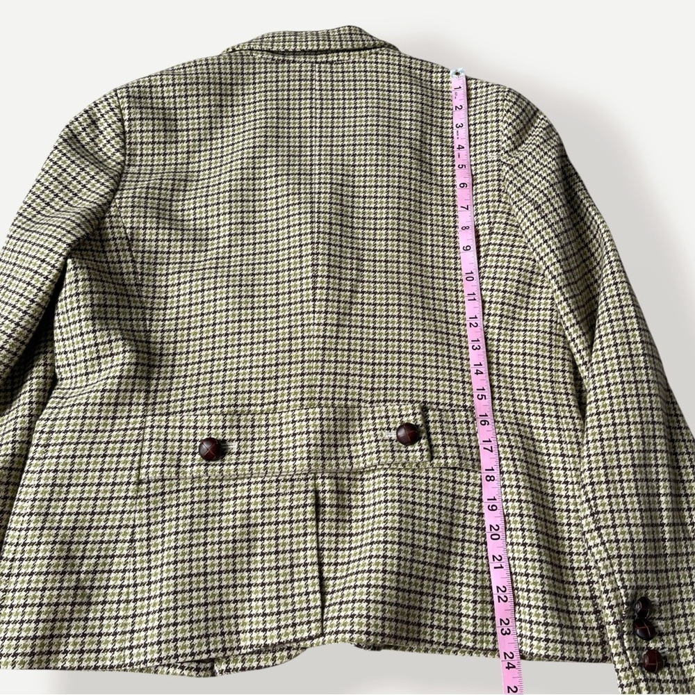 Talbots Classic Fit Houndstooth Blazer Jacket Size 12 Brown Green Wool Blend - Picture 10 of 11